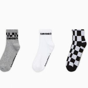 Converse 3-PK Skewed Check Quarter Socks
